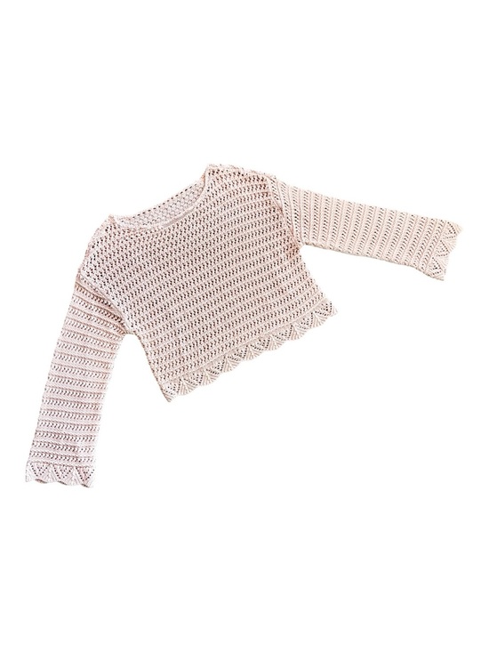 American Eagle Outfitters Tops - American Eagle Blush Pink Long sleeve Crochet Open-Weave Top Size M